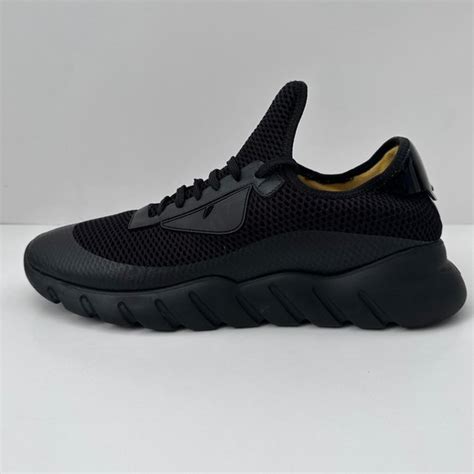 fendi slip on men|Black technical mesh running sneakers .